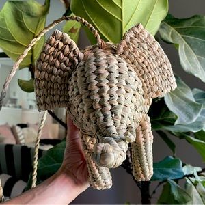 Elephant Straw Rattan Purse Bag